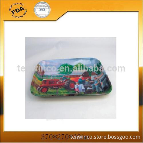 High quality of Circular Tin Tray, , Double-sided Printing Food Tray Wholesale